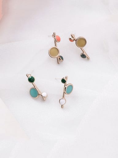 Alloy With Rose Gold Plated Cute Round   Enamel Drop Earrings