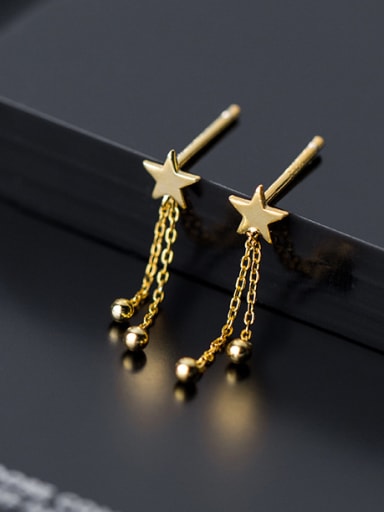 925 Sterling Silver With 18k Gold Plated Trendy Star Drop Earrings
