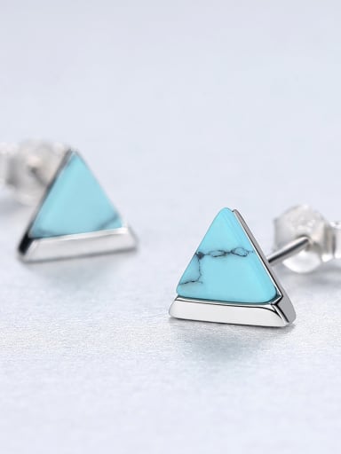 Sterling silver retro triangle turquoise stud earrings