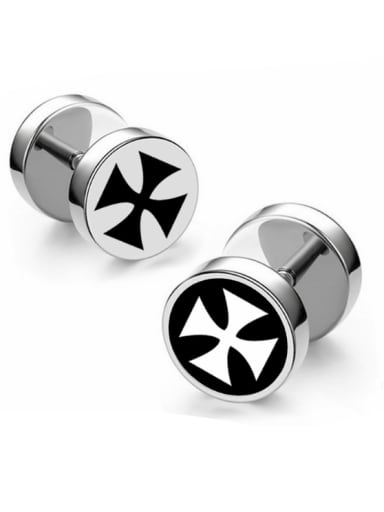 Stainless Steel With Silver Plated Fashion Cross Stud Earrings