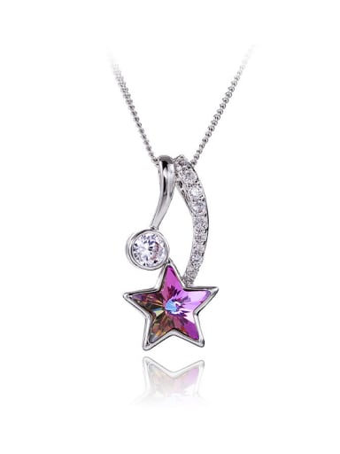 Copper Alloy White Gold Plated Fashion Korean Star Crystal Necklace