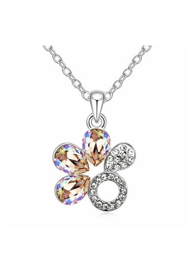 Fashion Shiny Water austrian Crystals Flower Pendant Alloy Necklace