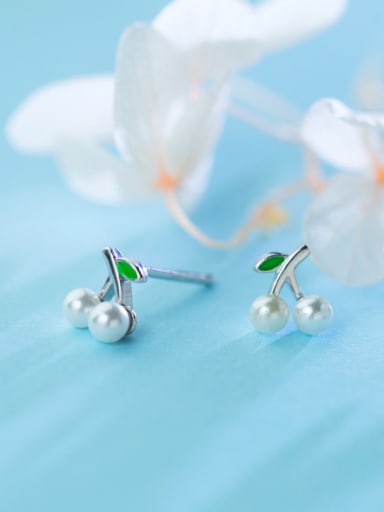 Elegant Cherry Shaped Artificial Pearl Stud Earrings