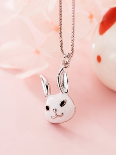 925 Sterling Silver With Platinum Plated Cute Rabbit Necklaces