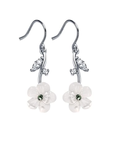 925 Sterling Silver With Resin Cute Flower Drop Earrings