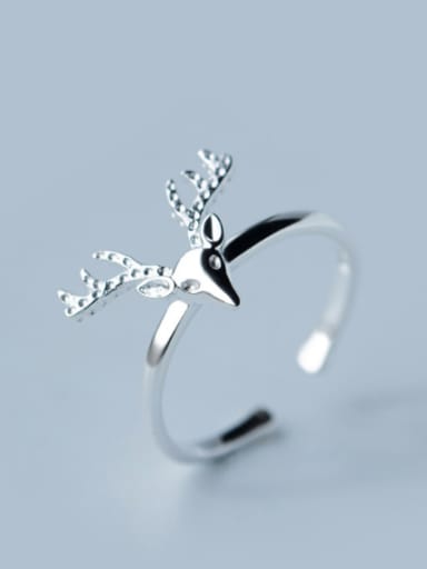S925 Silver Active Deer Opening Ring