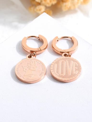 Stainless Steel With Rose Gold Plated Lady Round Elizabeth S 1981 Stud Earrings