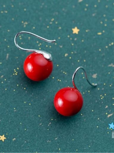 925 Sterling Silver With Platinum Plated Cute  Apple Hook Earrings