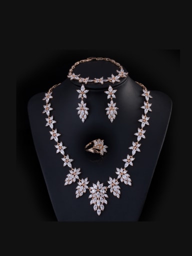 custom Elegant  Leaf-shape Four Pieces Jewelry Set