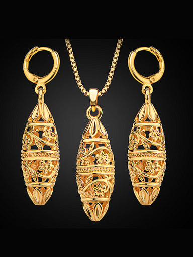 18K Retro Hollow Colorfast Two Pieces Jewelry Set