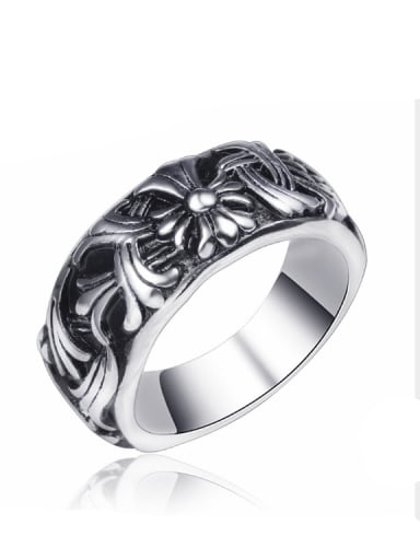 Stainless Steel With Antique Silver Plated Trendy Round Rings