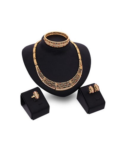 new 2018 2018 2018 2018 Alloy Imitation-gold Plated Vintage style Rhinestones Four Pieces Jewelry Set