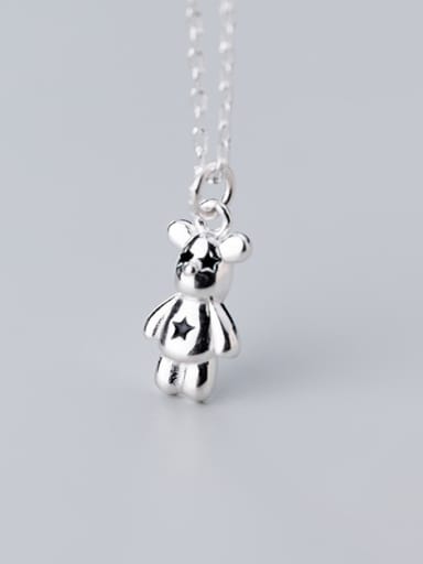 925 Sterling Silver With Silver Plated Simplistic Star Bear Necklaces