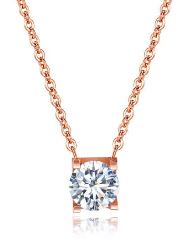 Stainless Steel With Rose Gold Plated Fashion Square Necklaces