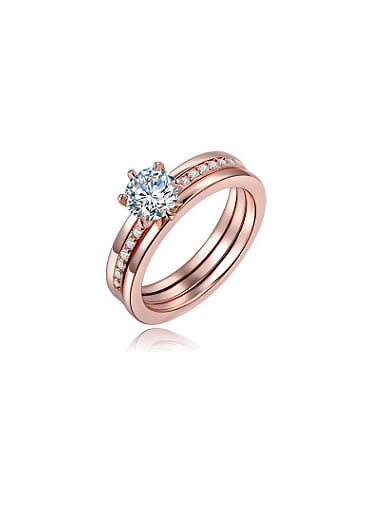 Women Exquisite Rose Gold AAA Zircon Ring