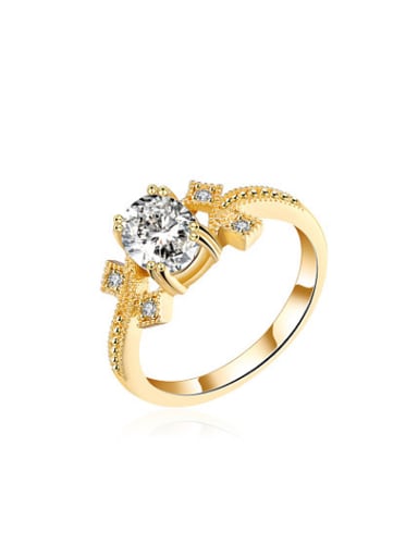 Exquisite 18K Gold Plated Round Shaped Zircon Ring