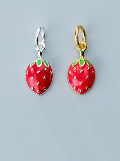 custom 925 Sterling Silver With Platinum Plated Personality Friut Strawberry  Charms