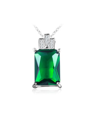 Creative Green Square Shaped Glass Stone Necklace
