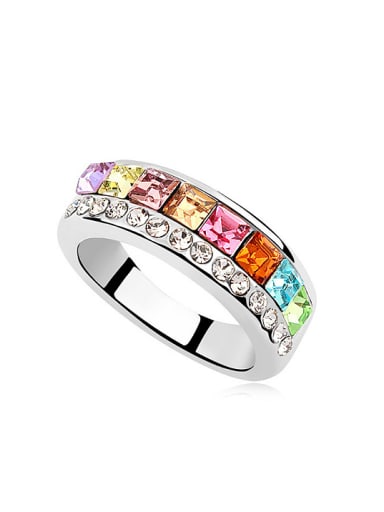 Fashion Square austrian Crystals Alloy Ring