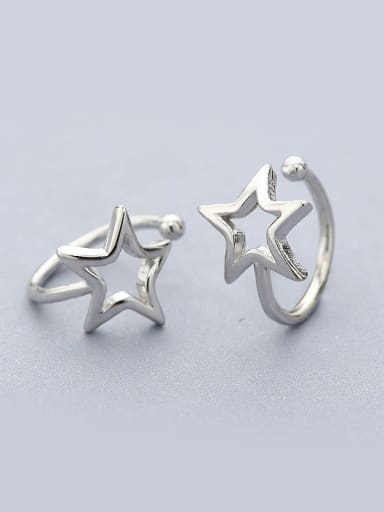 Simple Little Hollow Star 925 Silver Clip Earrings