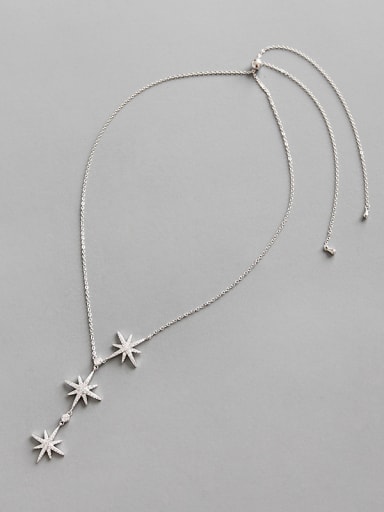 925 Sterling Silver With Platinum Plated Fashion Octagonal Star Necklaces
