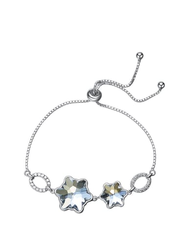 Simple Star-shaped austrian Crystals Silver Bracelet