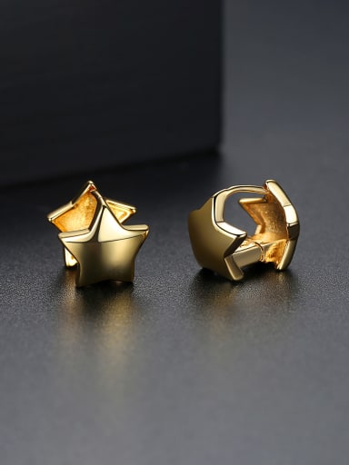 Copper With 18k Gold Plated Casual Star Stud Earrings
