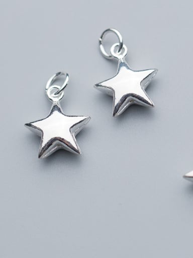 925 Sterling Silver With Silver Plated Simplistic Pentagram Charms