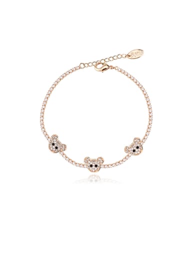 Women Rose Gold Zircon Little bear Shaped Bracelet