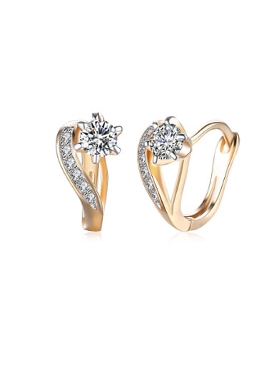 Exquisite 18K Gold Women Zircon clip on earring