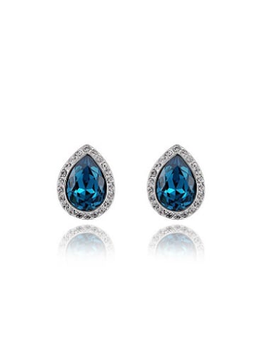 Delicate Blue Water Drop Austria Crystal Stud Earrings
