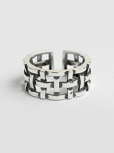 Retro style Woven Hollow Silver Opening Ring