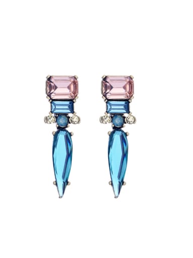 Blue Geometric Stones Stud Chandelier earring