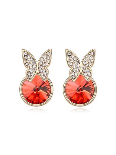 Fashion Shiny Swaroski Crystals Butterfly Stud Earrings