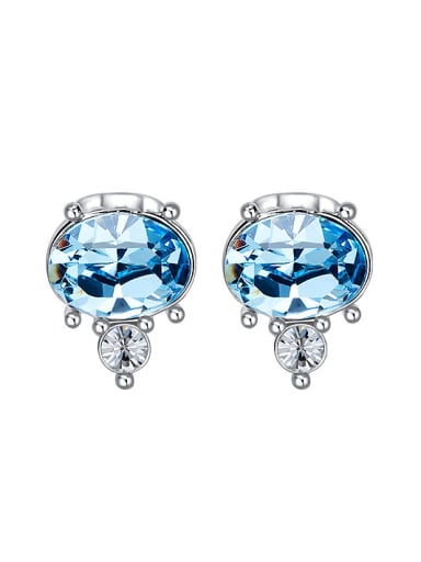 Fashion Oval Blue austrian Crystal Stud Earrings