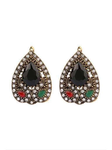 Ethnic style Water Drop shaped Resin stones Alloy Earrings