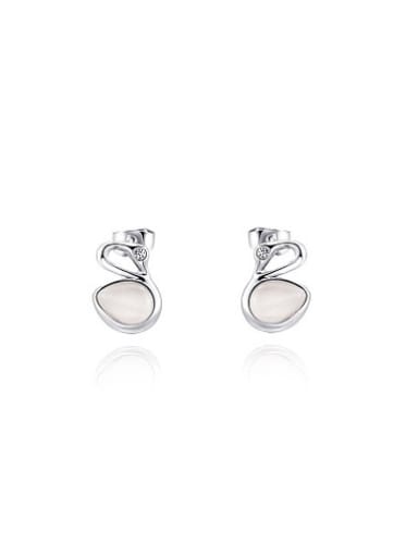 Exquisite Swan Shaped Opal Stone Stud Earrings