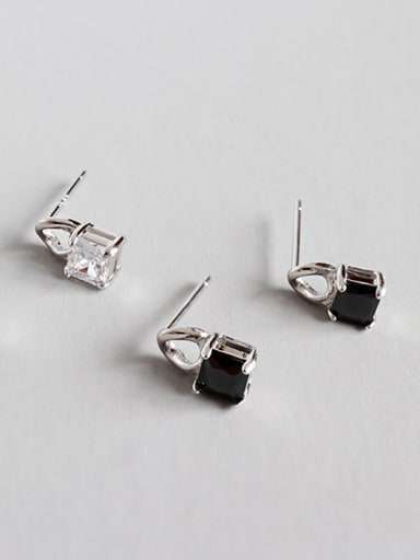Sterling Silver  Square Zirconia Stud earring