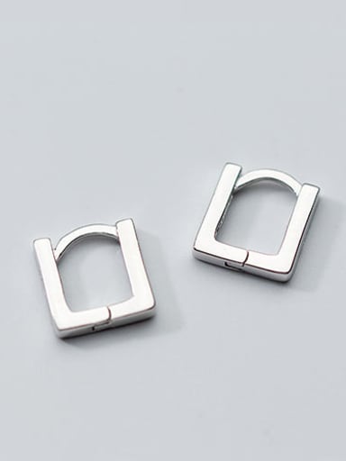 Fashionable Hollow Square Shaped S925 Silver Clip Earrings