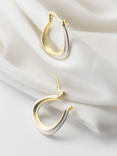 925 Sterling Silver With 18k Gold Plated Simplistic Hollow U-shaped Clip On Earrings