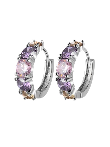 Fashion Double Color Cubic Zirconias Copper Earrings