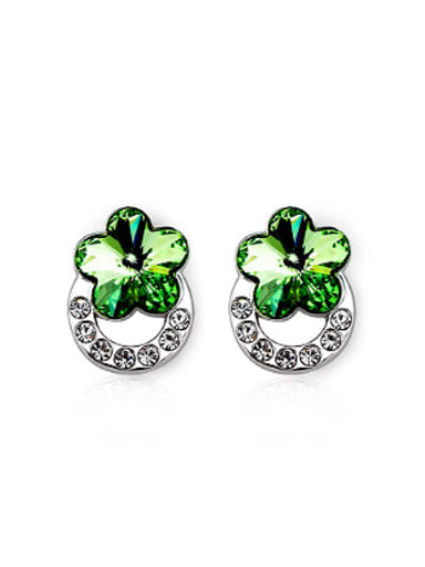 Fashion Flowery Austria Crystal Rhinestones Stud Earrings