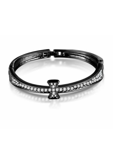 Black Gun Plated Geometric Shaped Crystals Bangle