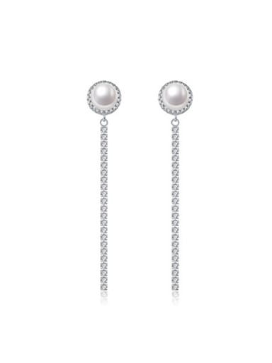Fashion Freshwater Pearl Zircon Drop threader earring