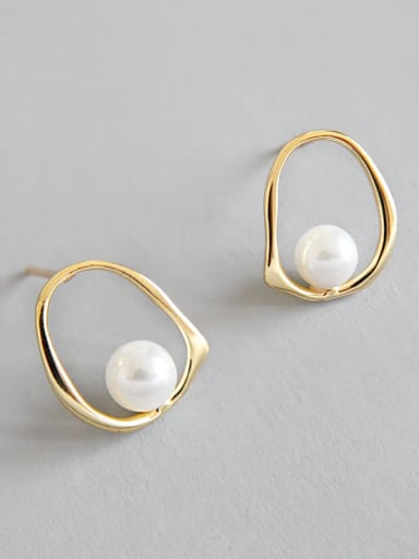 925 Sterling Silver  Fashion Hollow Irregular Geometric Ring Beads Drop Earrings