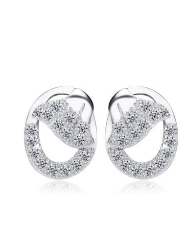 Creative Gift Woman Silver Stud Earrings with Zircons