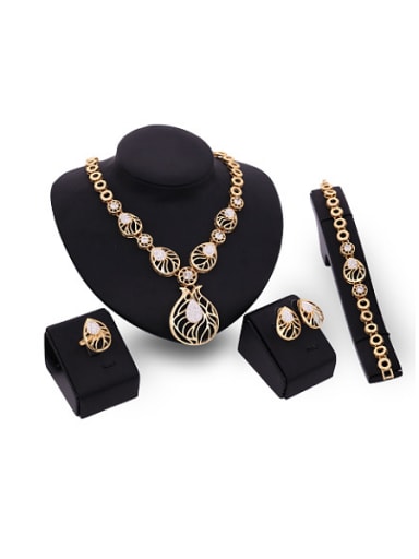Alloy Imitation-gold Plated Vintage style Rhinestones Water Drop shaped Four Pieces Jewelry Set