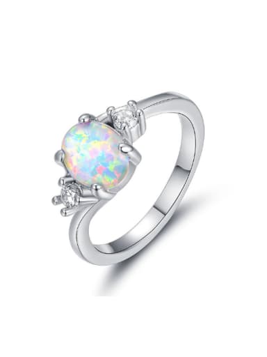 Natural Opal White Gold Plated Women Ring
