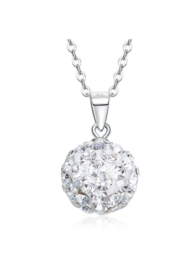 Fashion Cubic Zirconias-covered Bead Pendant 925 Silver Necklace