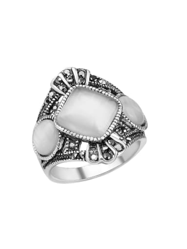 Retro style White Opal stone Rhinestones Alloy Ring